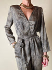 Jumpsuit in raso fantasia micro leopardo