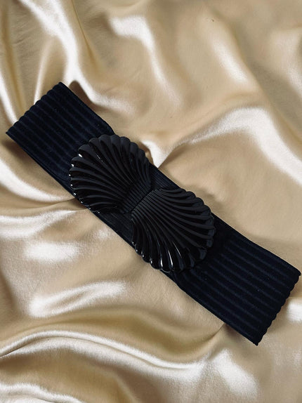 Cintura elastica nera con fermaglio smaltato a forma di capasanta