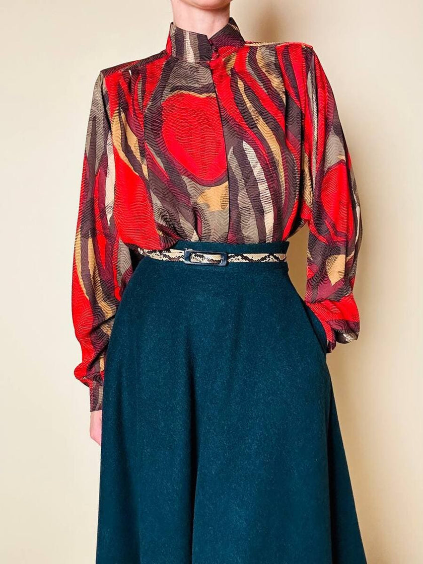 Camicia in seta Jaquard multicolor