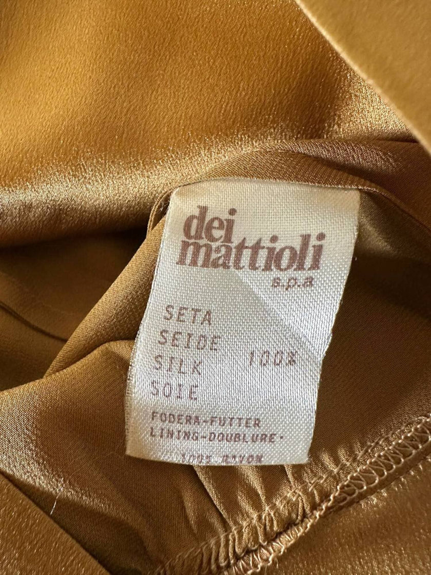 Blusa vintage Baila in seta bronzo con dettaglio gioiello nei polsi