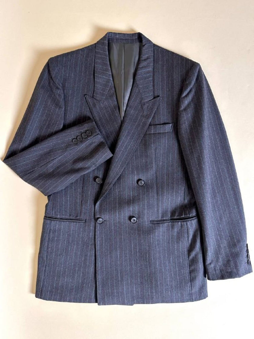 Tailleur gessato in lana grigio antracite “Yves Saint Laurent”