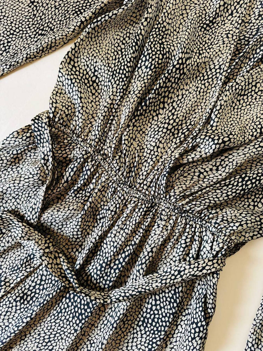Jumpsuit in raso fantasia micro leopardo