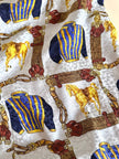 Camicia sartoriale in seta jacquard fantasia equestre barocca con bottoni gioiello dorati