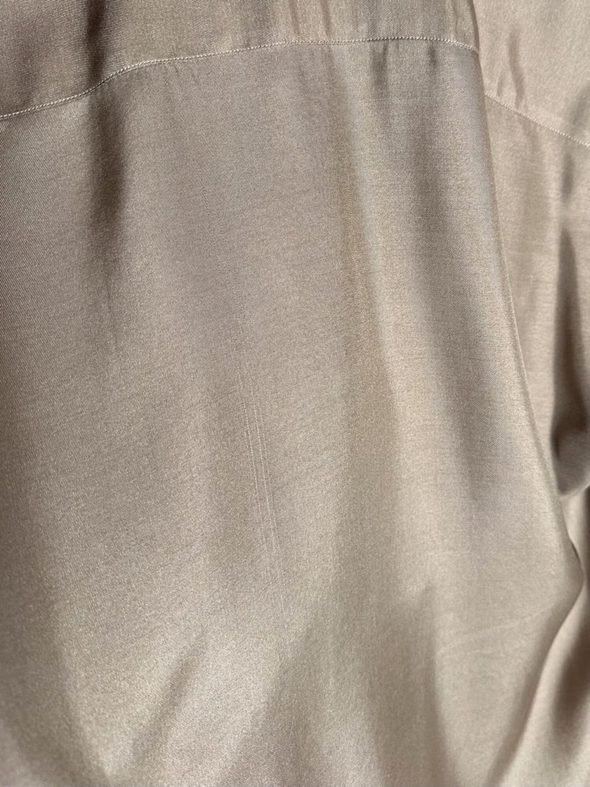Vintage Gucci dove-grey silk shirt with mother-of-pearl buttons and French cuffs