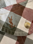 Camicia Yves Saint Laurent in cotone a quadri nei toni del bianco verde oliva e rosso mattone