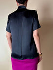 Camicia nera in raso di seta con cravattino “Yves Saint Laurent”