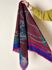 Scialle multicolor in misto lana fantasia equestre