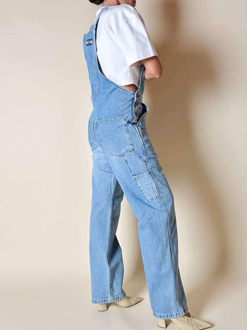 Salopette vintage Levi Strauss orange tab in denim chiaro slavato