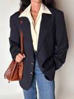 Blazer vintage Enrico Coveri You Young in rasato di lana blu notte con bottoni dorati