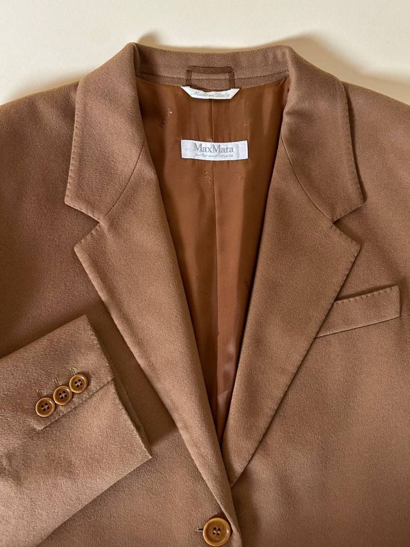 Vintage Max Mara blazer in pure dark camel cashmere