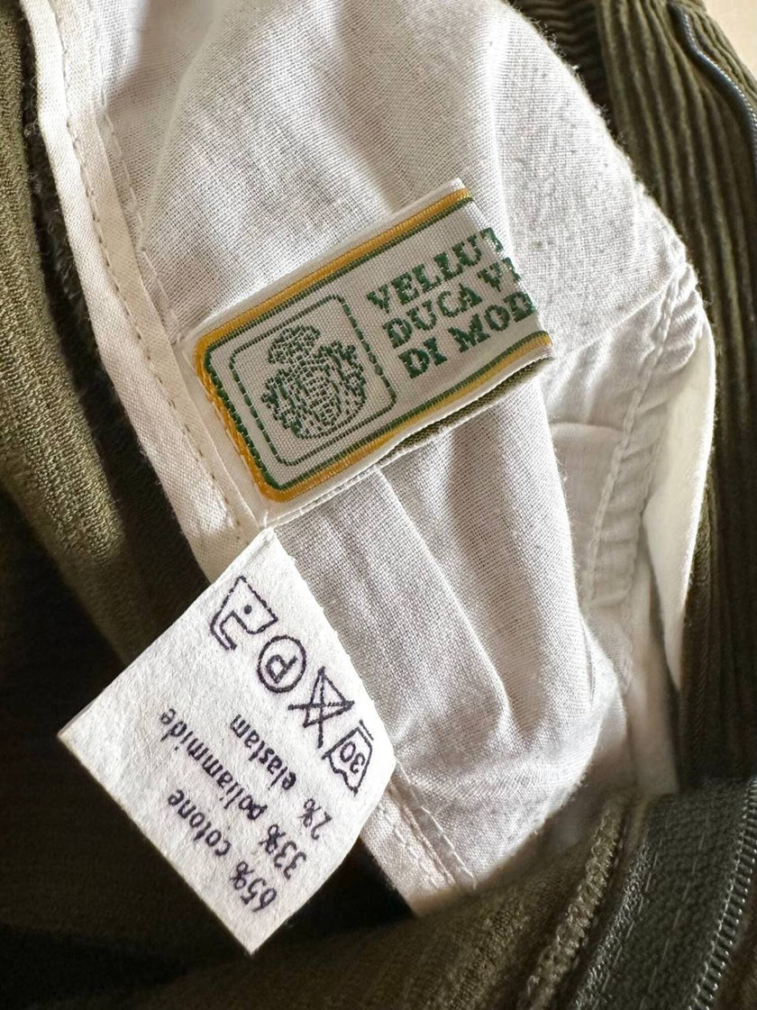 Pantalone a vita alta in corduroy verde oliva Rizzi Sport