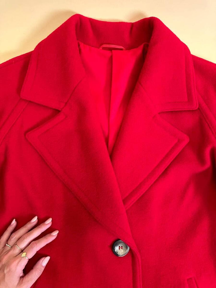 Cappotto in drap di lana rosso vivo