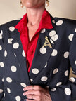 Blazer in seta nera a grandi pois color panna “Genny”