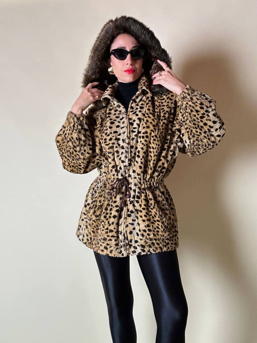 “Yves Saint Laurent” faux fur leopard print parka