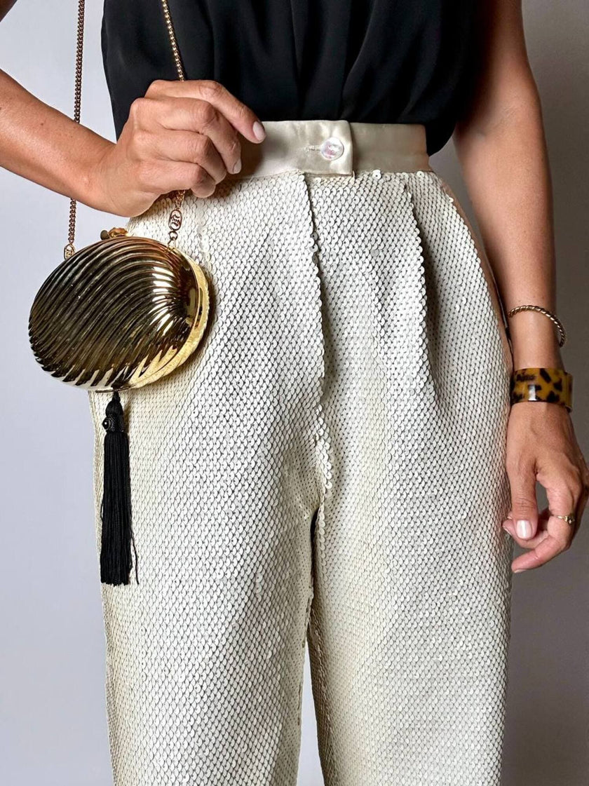 Vintage Schéilan Firenze jewel bag in twisted gold-tone metal with a couture tassel