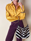 Camicia oversize in raso stropicciato color zafferano