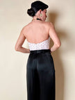Bustier in tulle bianco plissé con piccoli cuori rossi