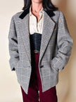 Blazer Guy Laroche in lana Principe di Galles con colletto in velluto nero