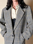 Blazer Guy Laroche in lana Principe di Galles con colletto in velluto nero