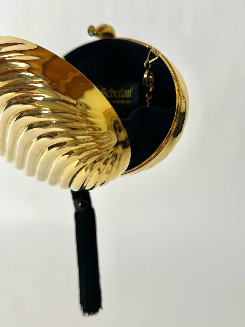 Vintage Schéilan Firenze jewel bag in twisted gold-tone metal with a couture tassel