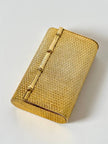 Clutch-Minaudière vintage in metallo oro satinato con dettaglio bambù