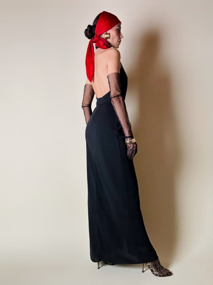 Vintage La Perla floor-length dress with a halter neckline and built-in bodysuit