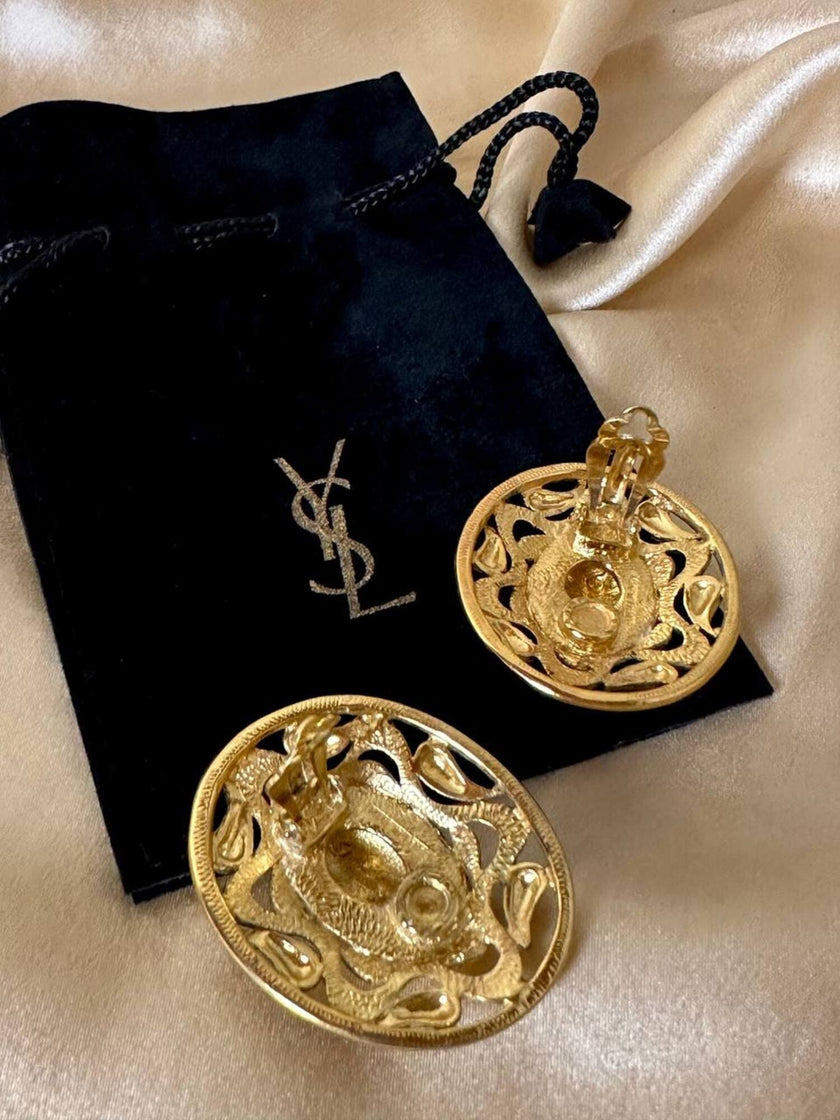 Maxi clip ovali con motivi barocchi “Yves Saint Laurent”