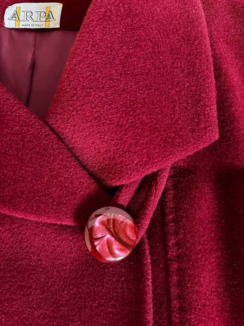 Cappotto Doppiopetto Vintage Arpa in Lana Borgogna – Lanificio G.B. Conte
