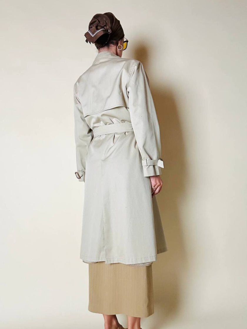 Trench in gabardine color corda con interno in lana rimovibile “Hazard”
