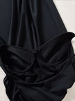 Abito lungo vintage La Perla in tessuto nero con coppe preformate e spacco posteriore