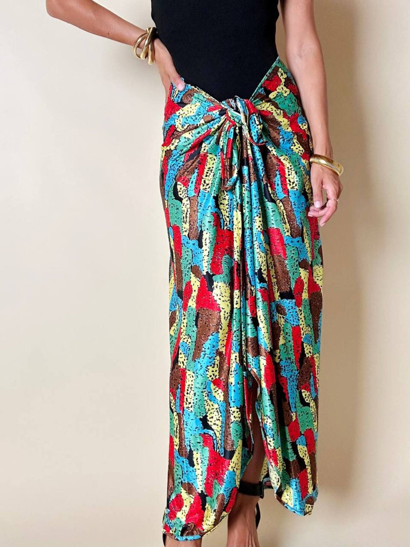 Gonna pareo fantasia astratta multicolor “Fendi”