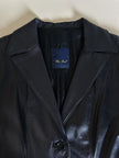 Blazer vintage in pelle nera Blue Deep taglio classico sciancrato