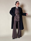 Blazer doppiopetto in lana color cioccolato “Yves Saint Laurent” con pantalone abbinato