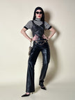 Pantalone vintage Gucci modello a sigaretta in pelle nera