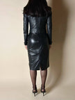 Blazer cropped Gianni Versace vintage in pelle nera con bottoni medusa
