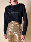 Maglia in cotone nero con bottoni dorati “Yves Saint Laurent”