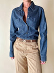 Camicia Fendissime in denim blu con bottoni  moneta da 10 lire