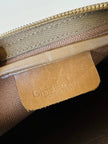 Borsa Christian Dior in tessuto jacquard logato beige con dettagli in pelle cuoio