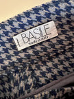 Pantalone a vita alta in lana pied de poule grigio e ottanio Basile
