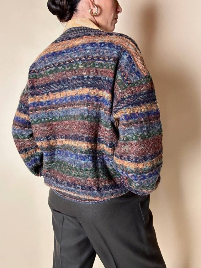 Cardigan Missoni Sport in lana operata a righe orizzontali