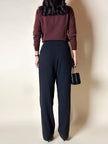 Pantalone Yves Saint Laurent a vita alta con pince in lana grigio antracite