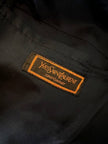 Bomber Yves Saint Laurent in lana grigio mélange con bottoni color cuoio
