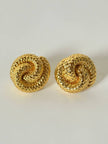 Vintage gold-tone knot clip-on statement earrings