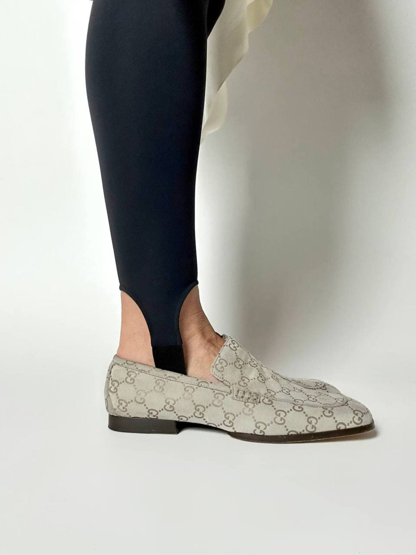 Mocassins Gucci vintage en daim avec motif monogramme GG