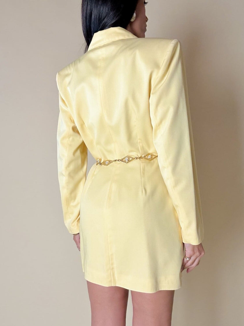 Blazer dress in rasato di lana giallo pastello