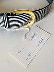 Vintage Valentino Garavani black and white striped belt with metal and resin hardware