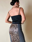 Longuette leopardata con riporti in tela grigia “D&G”