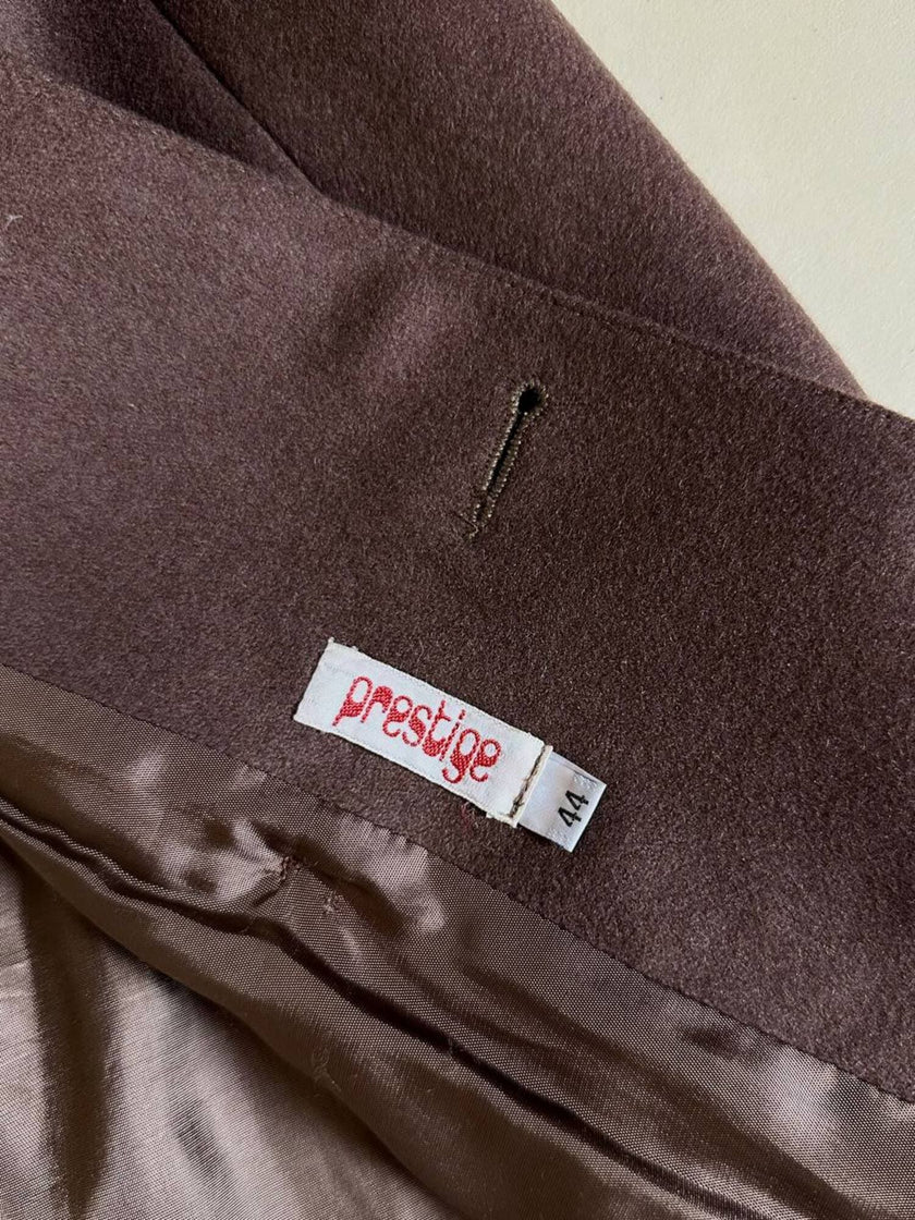 Tailleur giacca/pantalone in lana marrone chiaro “Prestige”