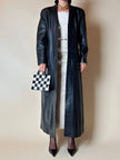 Cappotto lungo in pelle nera