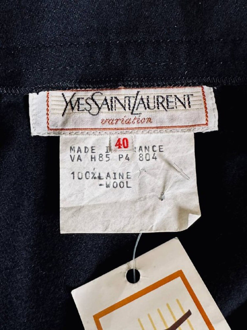Gonna a portafoglio con dettaglio couture in lana nera “Yves Saint Laurent”